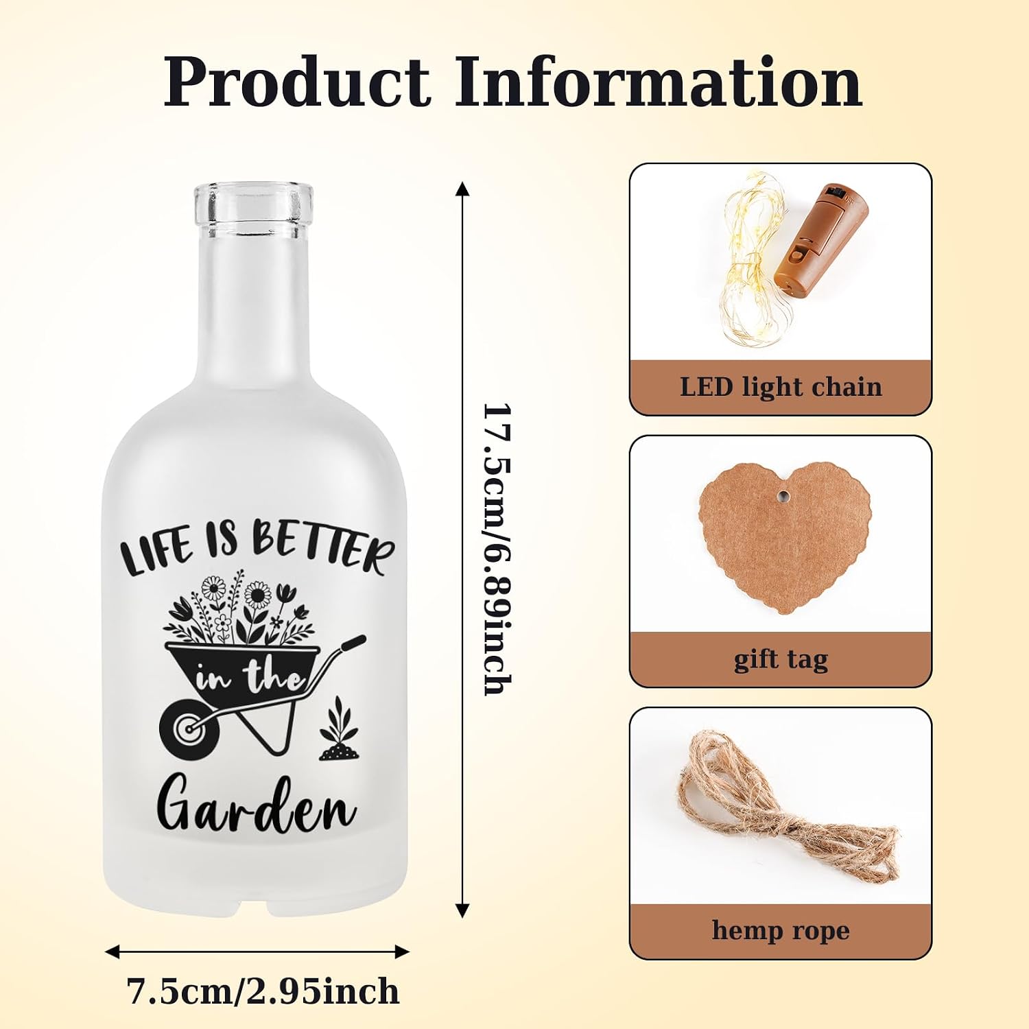Gardening Gifts for Women, Garden Gifts for Gardeners - Bottle Night Light image 2
