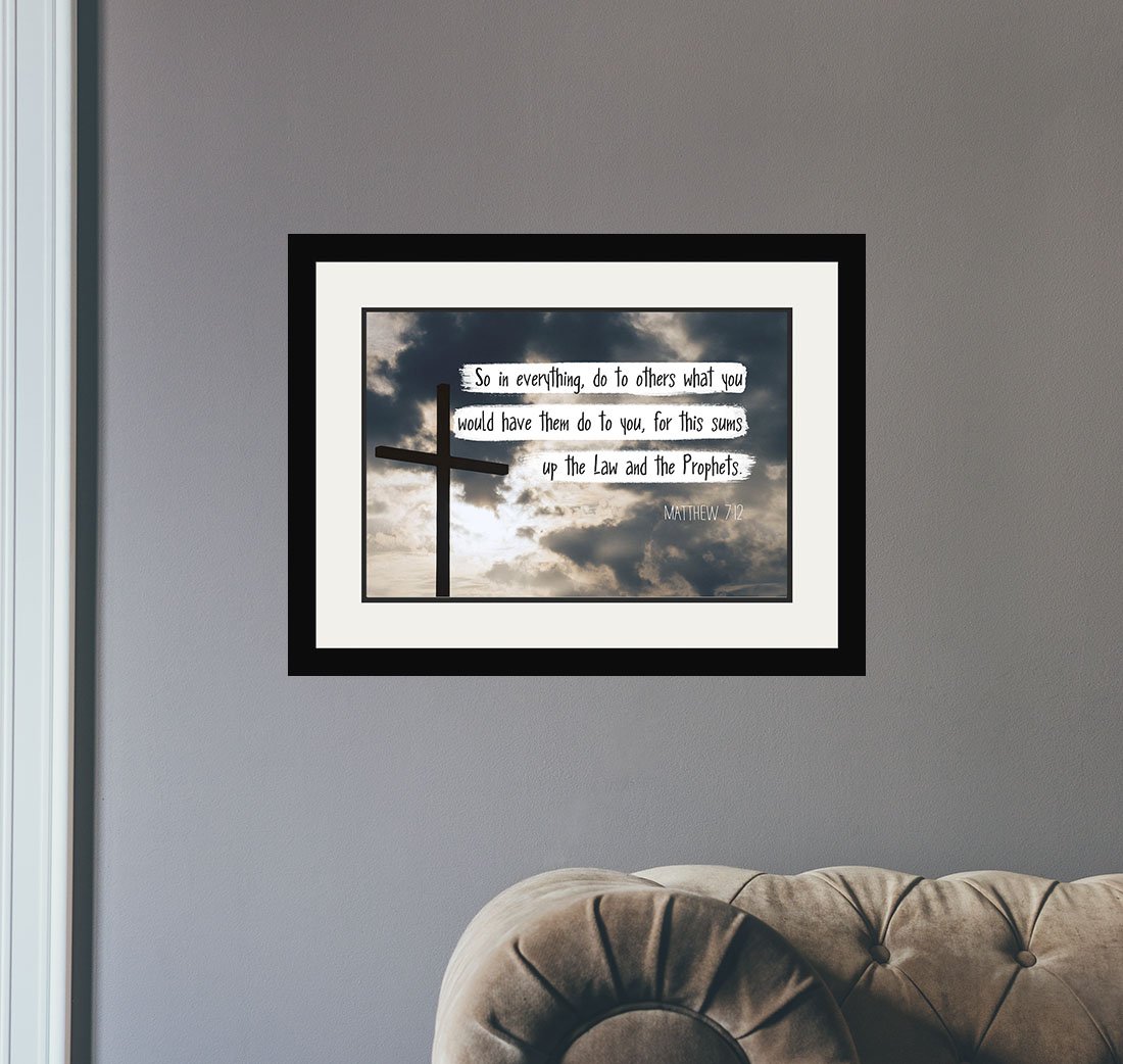 Amazon.com: wesellphotos Matthew 7:12 So in Everything -  基督教海報、印刷、圖片或裱框牆面藝術裝飾- 聖經詩歌收藏- 節日聖誕節洗禮的宗教禮物(19x25 裱框) : 居家與廚房