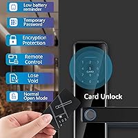 Vista 5 de Cerradura de puerta de entrada sin llave inteligente con manija, cerrojo de bloqueo de huellas dactilares, cerrojo de bloqueo automático