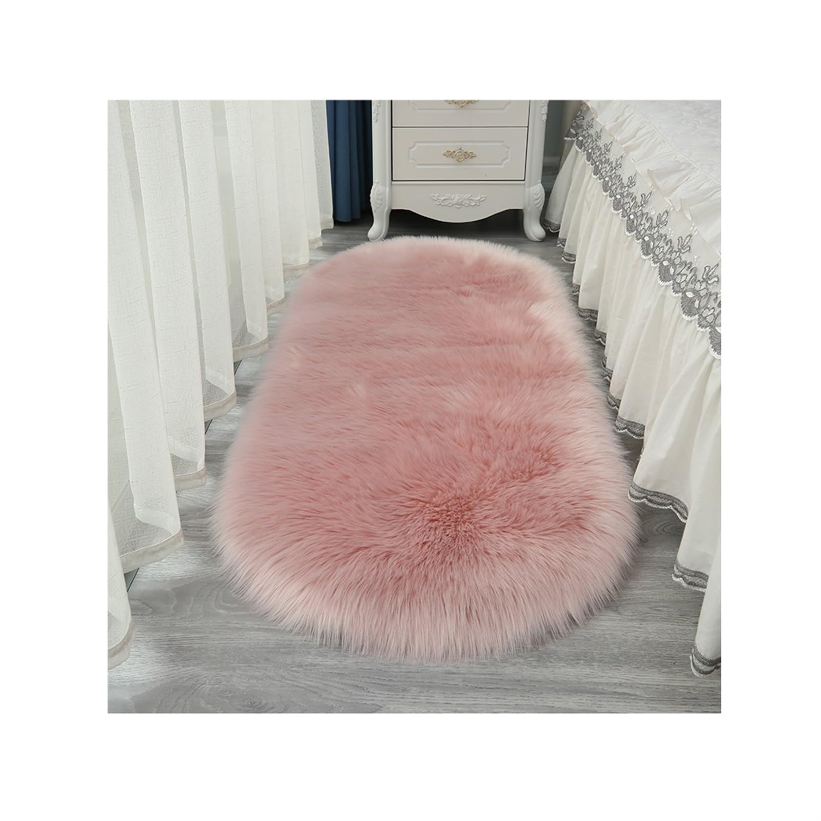 Tapis de salon moelleux ovale pour chevet fille et chambre cocooning