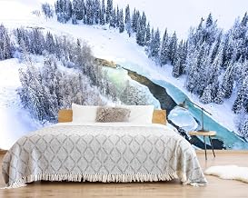Papel pintado Papel tapiz de cielo azul y nubes, cascada de montaña, pinturas decorativas extraíbles de alta resolución, mural 3D autoadhesivo for comedor, sofá, fondo de pared, sala de estar, 122 cm