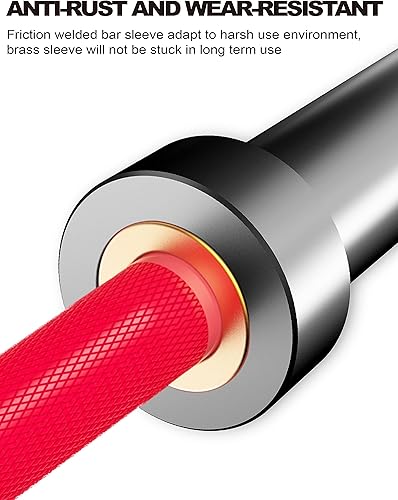 Miniatura 4 de POWER GUIDANCE Barra sólida olímpica, barra de entrenamiento de fuerza de 7 pies para levantamiento de pesas, fitness en casa, capacidad de 1600