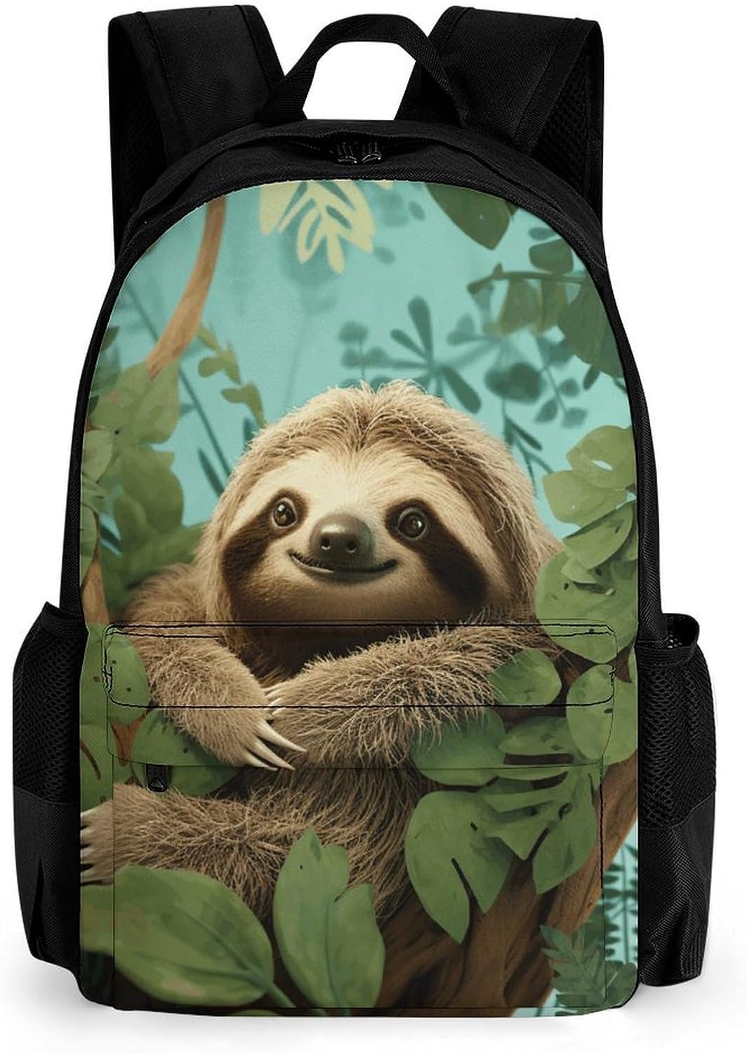 Portable Sloth Tree Backpack with Front & Side Pockets