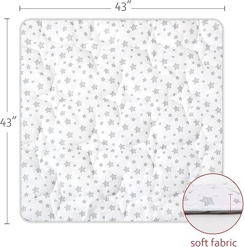 Miniatura 9 de Moonsea Alfombra redonda de juego para niños, alfombra de guardería de estrellas rosas para bebé, alfombra de juego antideslizante suave para