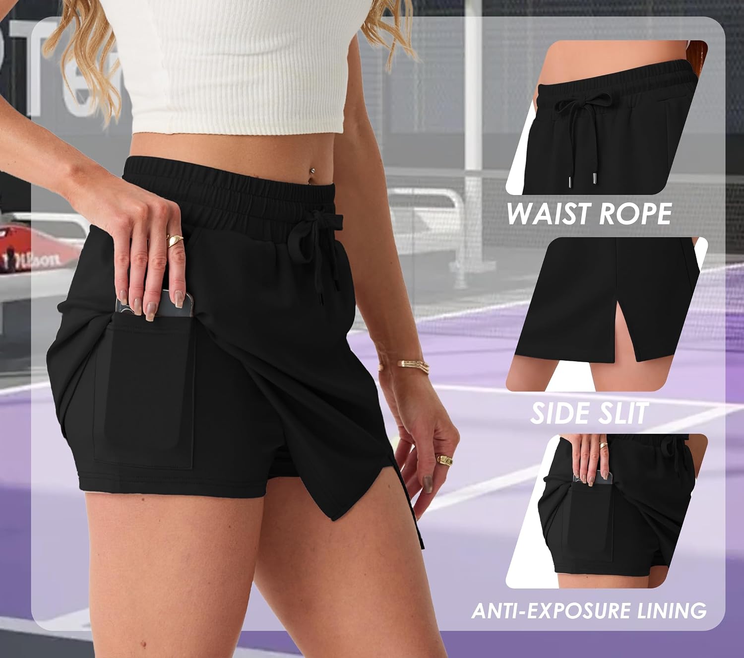 GRECERELLE 2026 Women Active Skirts with Side Slit, Built-in Shorts & Pockets for Tennis Golf Athletic Casual Skort