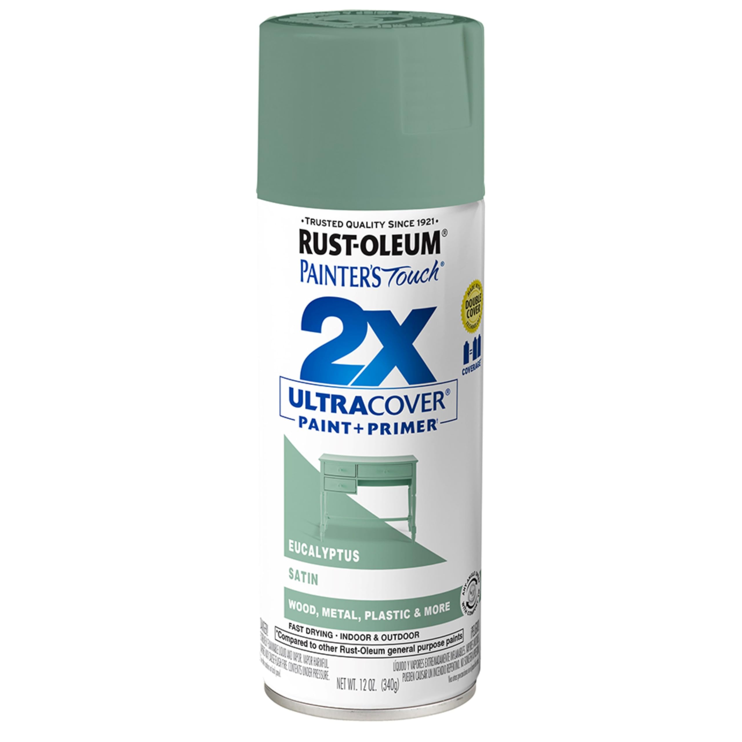 Rust-Oleum Painter's Touch 2X Ultra Cover Spray Paint, Satin Eucalyptus
