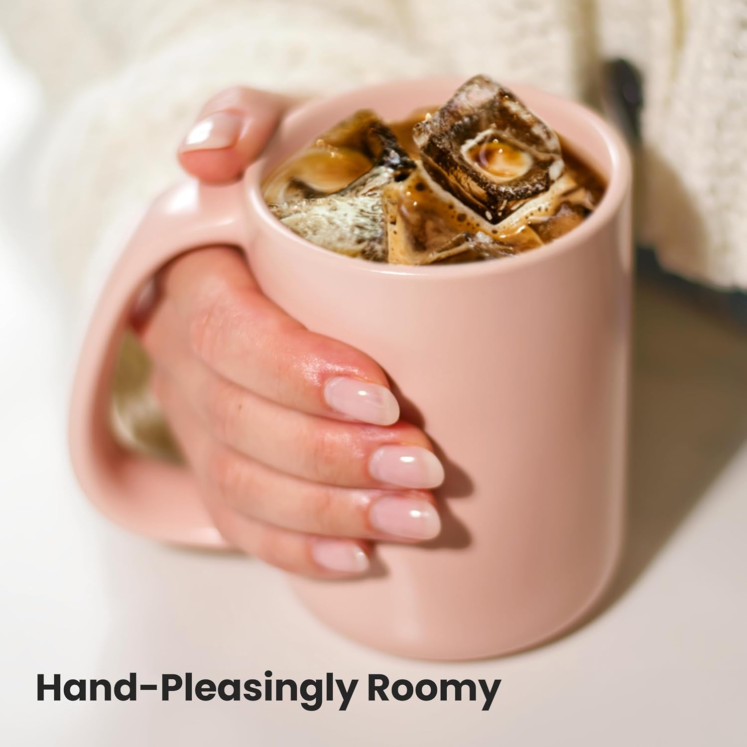 CURVD® Coffee Mug - Sturdy Material, Comfortable Grip, Dishwasher/Microwave Safe, Bundle of 2 (Pink, 12 oz)