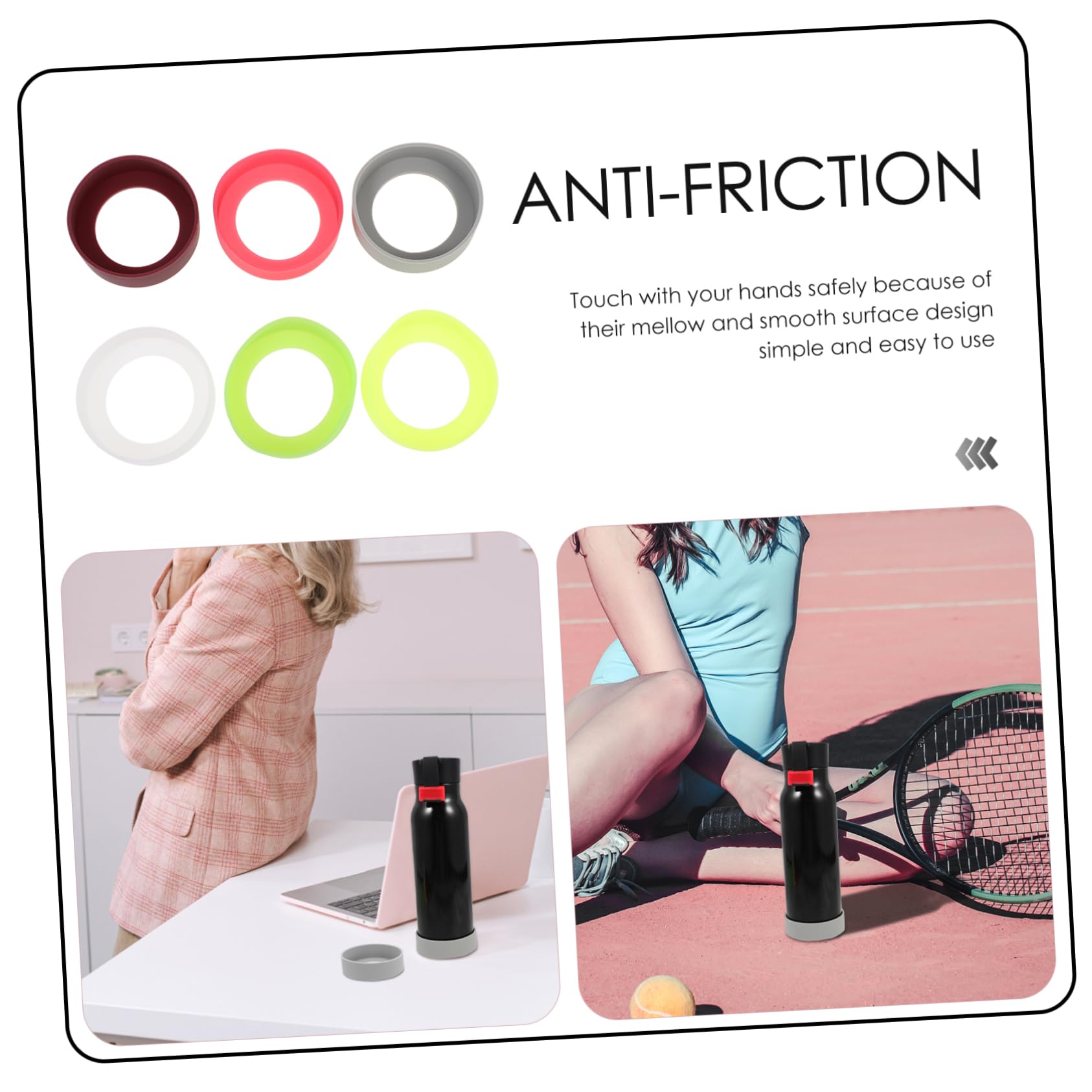 PRETYZOOM 5 Juegos De Fundas De Silicona para Vasos De Agua Resistentes Al Calor para Botellas De Vidrio De Silicona Sencillas Aislantes 12 Unidades X 5