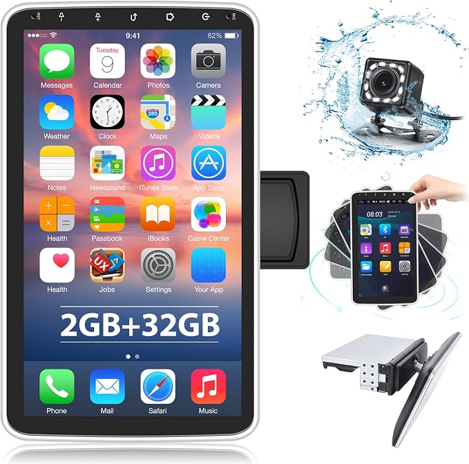 android single din car stereo rotatable radio 10 1 inch vertical touch screen head unit with wifi gps navigation bluetooth usb fmrds radio receiver w