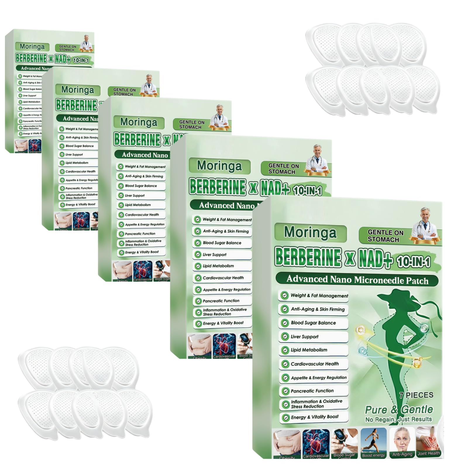 Moringa x Berberine Plaster 10 in 1, plaster odchudzający Nano Microneedle