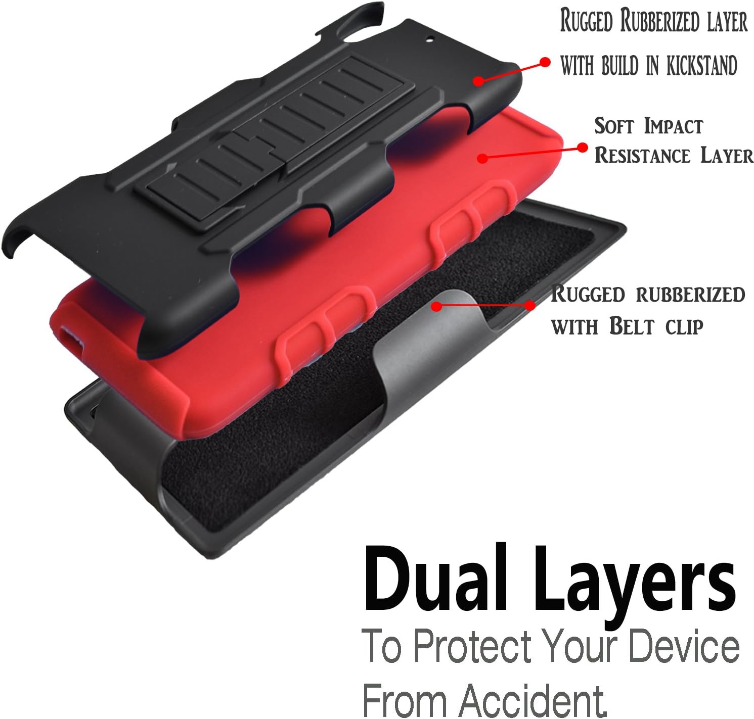 Desire 626s Case, Starshop Full Protection Dual Layers Hybird Case with Kickstand and Locking Belt Swivel Clip with Premium Screen Protector Red