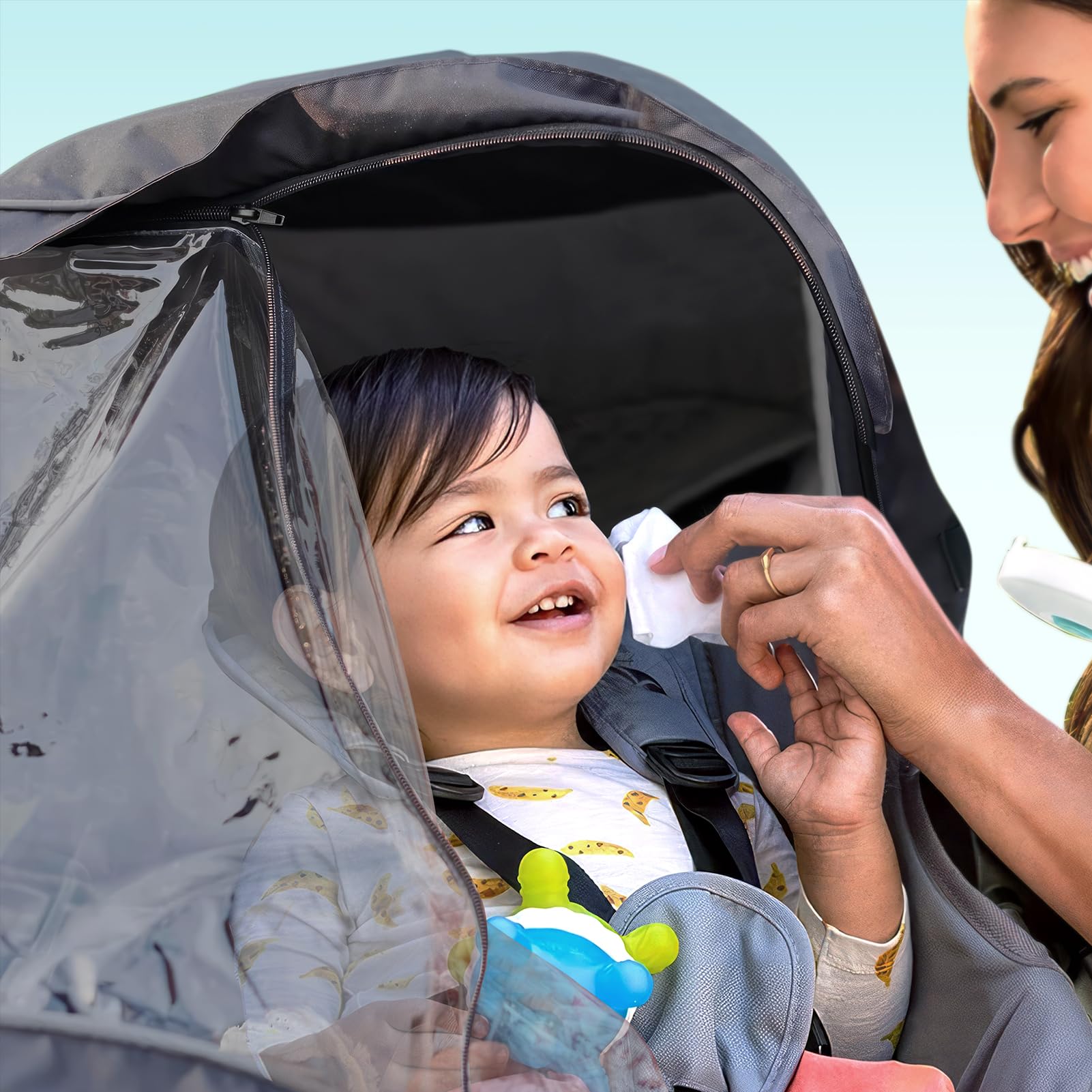 Leistungsstarker Regenschutz, Regenschutz, passend für UPPAbaby Vista/Vista V2/Vista V3/Cruz/Cruz V2 Kinderwagen, schützt vor Wind/Regen/Schnee/Staub, Belüftungsloch, Fenster mit Reißverschluss
