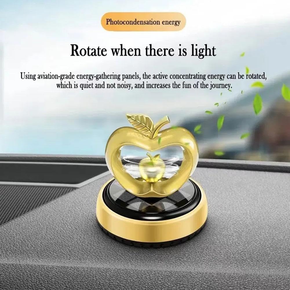 Solar Car Air Freshener,Love Apple Shape Rotating Car Aromatherapy Diffuser Interior Decoration for Valentine's Day,Long Lasting Fragrance Perfume Car Accessories