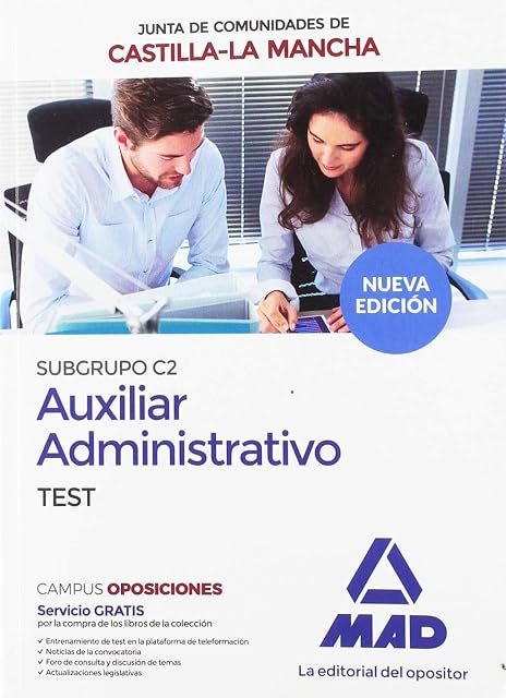 Portada de Cuerpo Auxiliar Administrativo de la Junta de Comunidades de Castilla-La Mancha. Test