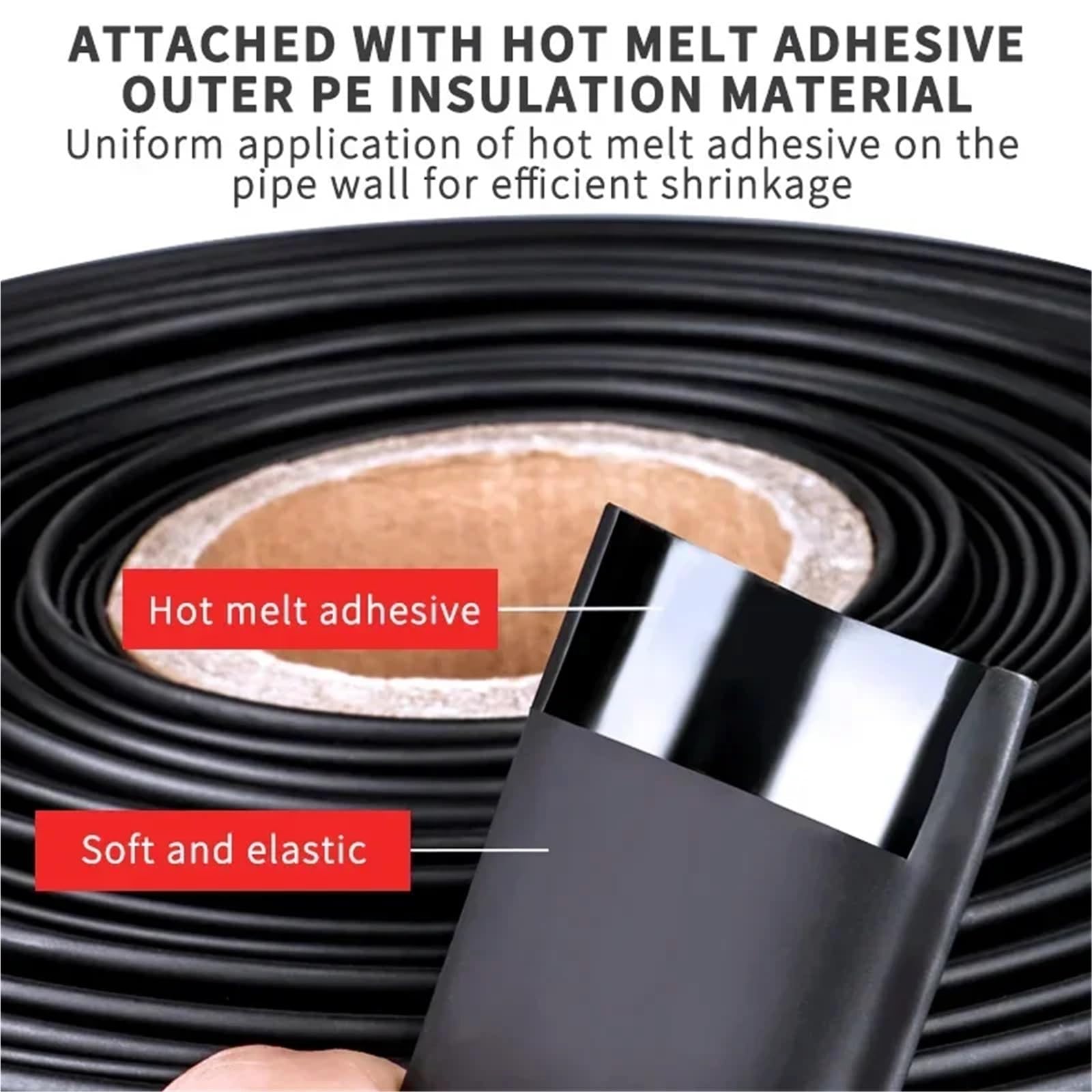 Gaine Thermorétractable Gaine thermorétractable en polyoléfine, 10/50 mètres, 3:1, gaines de câbles métalliques assorties(6.4mm-50Meters)