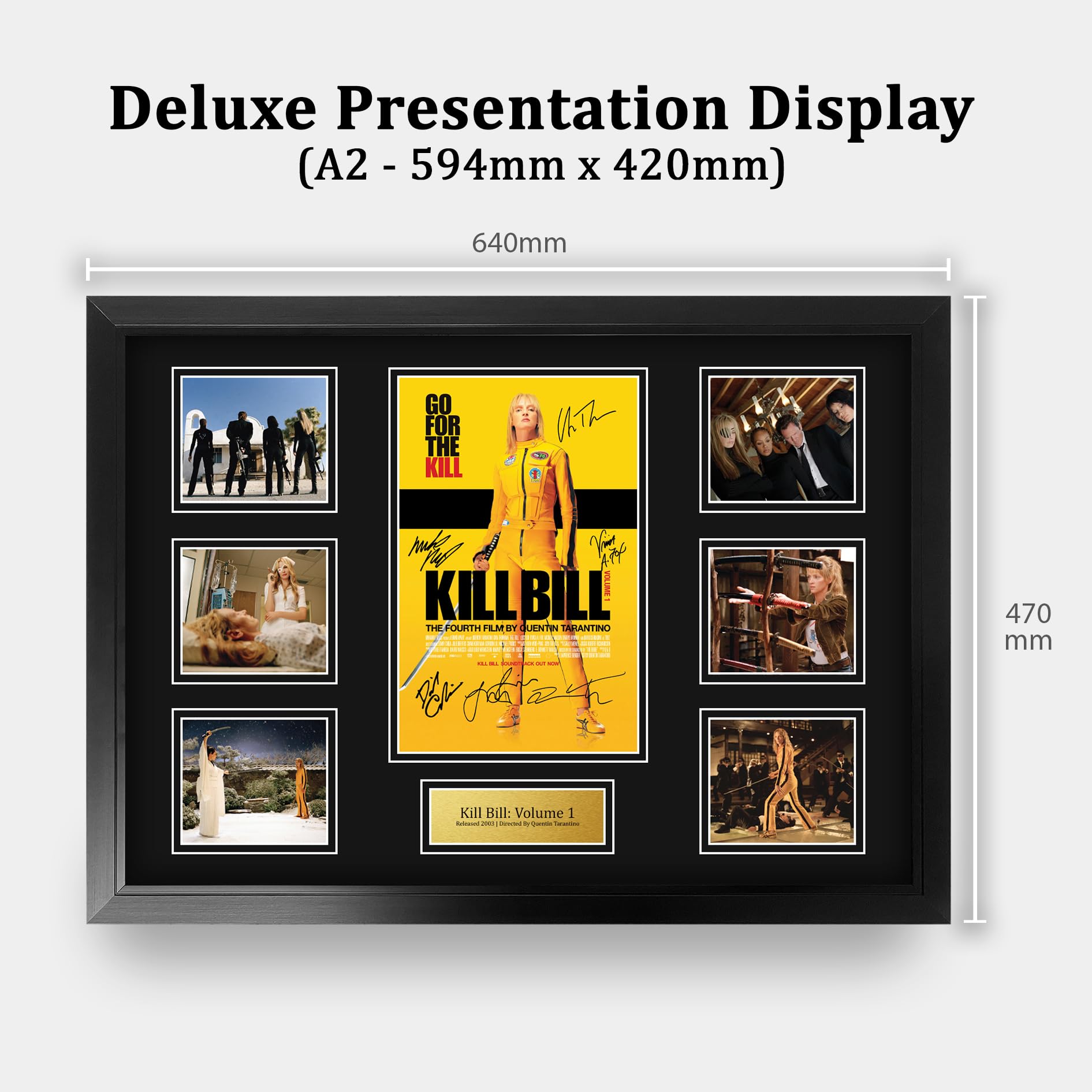 HWC Trading Kill Bill Vol 1 Geschenke Geducktes Signiertes Autogramm Foto für Fans von Film Memorabilien - A2 Gerahmt