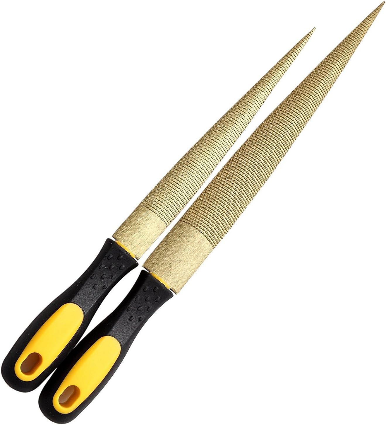 Homeater 6" and 8" Golden Tapered Hand File Set Wood Rasp Bastard File with with Storage Pouch and A Wire Brush for 2 Pack