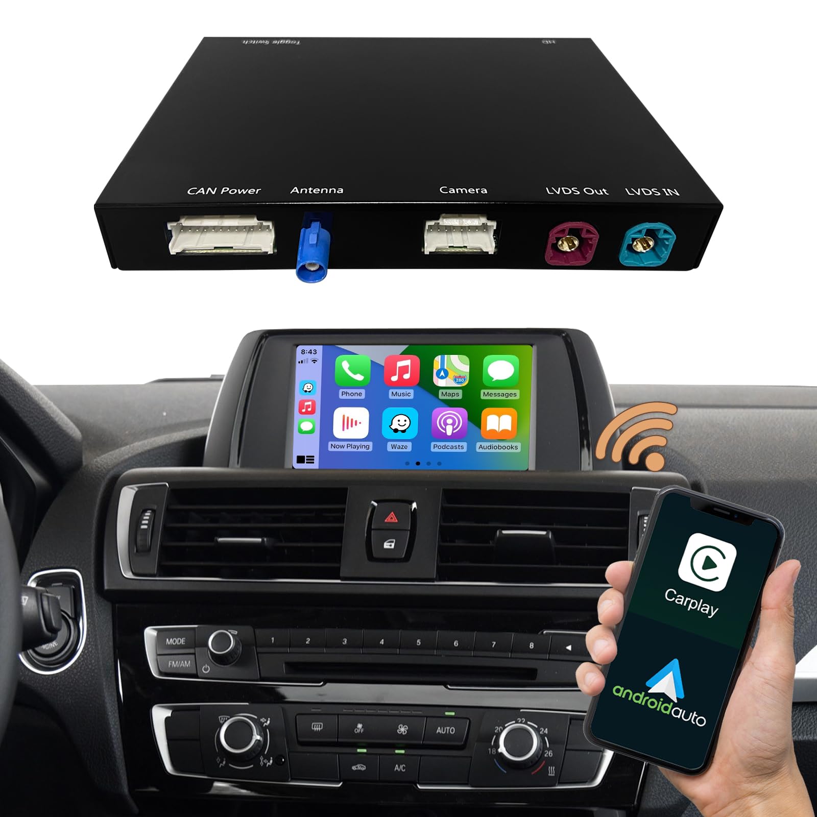 Wireless Carplay Decoder for BMW 1 3 5 7 Series X1 X3 X4 X5 X6 2009-2016 with CIC System…