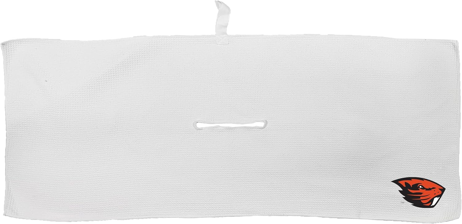 Team Golf NCAA NCAA Microfiber Towel - 16" X 40" (White) with Carabiner Clip, Premium Microfiber with Deep Waffle Pockets- Superior Water Absorption and Quick Dry Golf Cleaning Towel