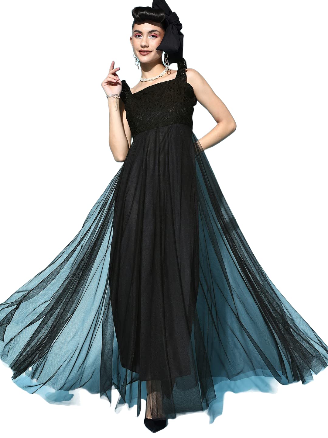 WOMEN'S WEAR U&F FASHIONSTOREWomen Classy Solid Elevated Gown Dress