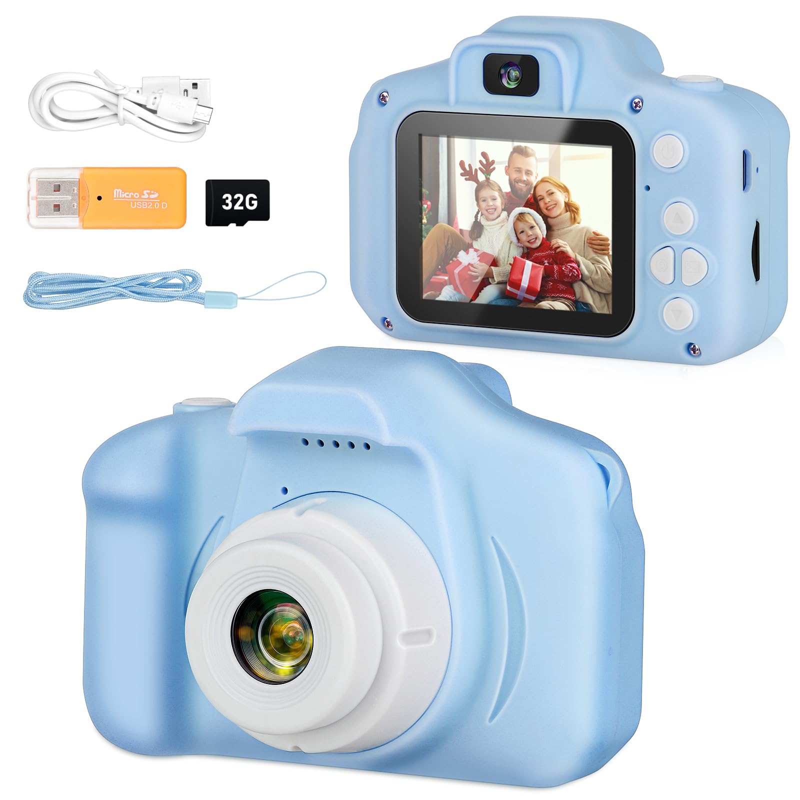 Kids Camera Toys, Christmas Birthday Gifts for Boys/Girls, HD Digital Video Camera for 3 4 5 6 7 8 9 Year Old Kids with 32GB SD Card