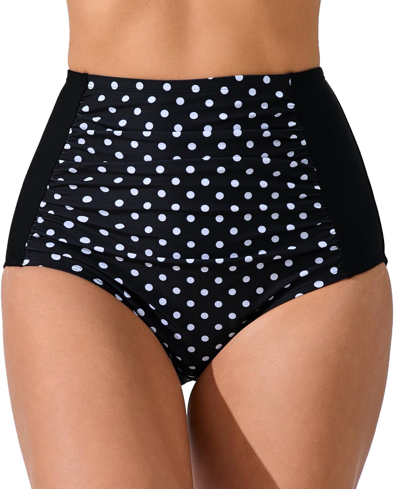 Women’s High Waisted Full Ruched Bikini Swim Bottoms Tummy Control Full Coverage Swimsuit Bottoms