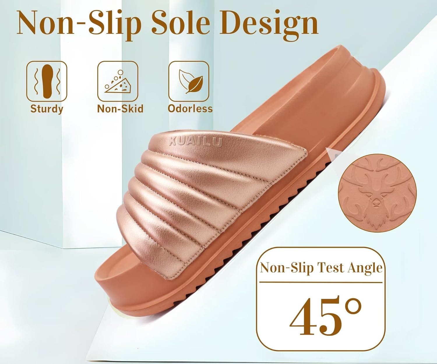 KuaiLu Womens Sandals with Arch Support Orthopedic Comfortable Lightweight Cushion Recovery Slides Summer Fashion Leather Casual Womans Plantar Fasciitis Sandals for Indoor&Outdoor (US Size 6-12) - Image 6