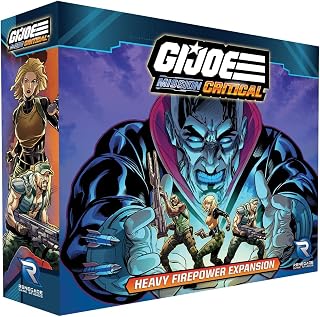 Renegade Game Studios G.I. Joe Mission Critical Heavy Firepower Expansion | Strategy Board Game Add-on with Roadblock, Bombstrike & Gung-Ho Heroes, Destro Boss, 48 Cards & Tarot Vehicle Options