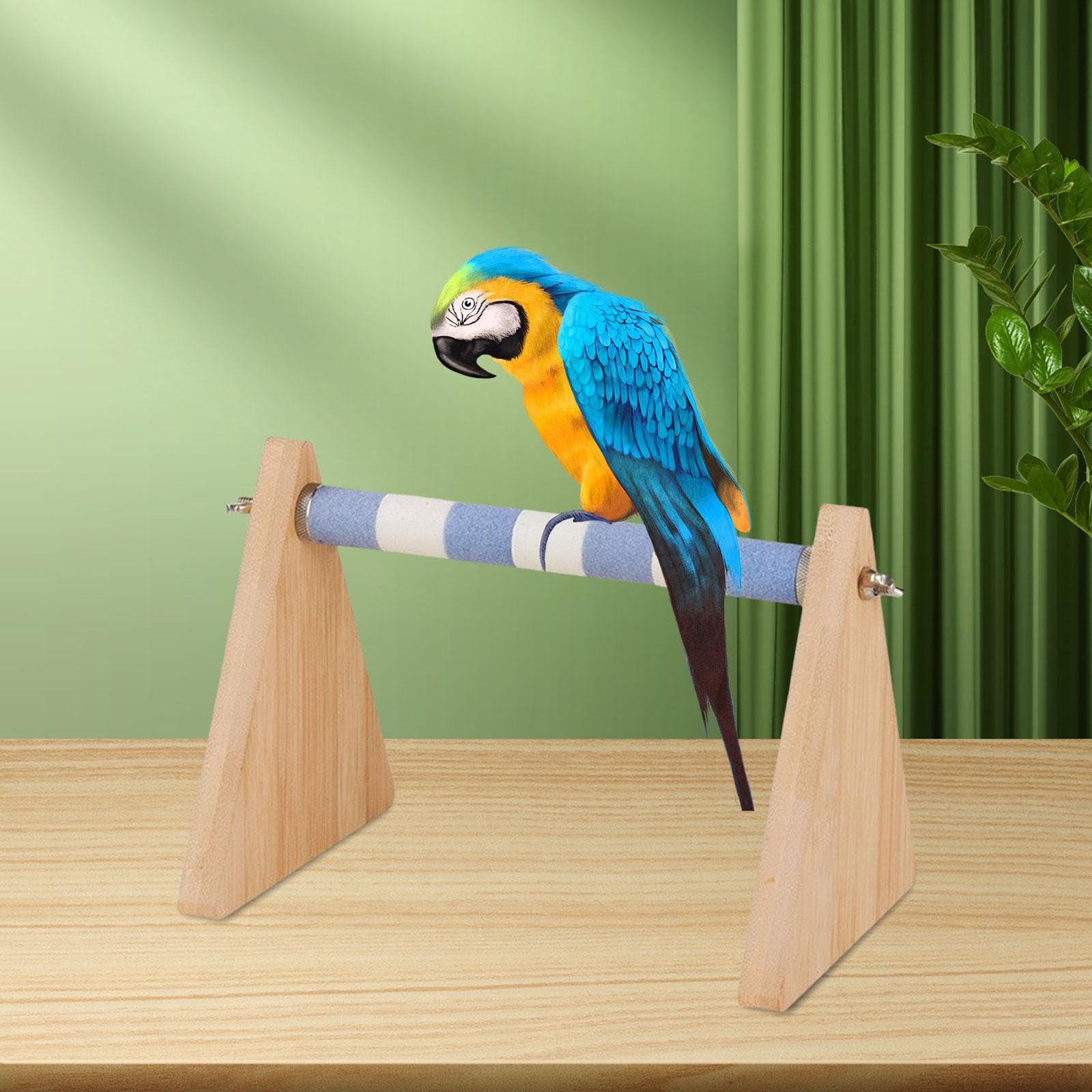 Milageto Tisch-Vogelstange, Desktop-Vogelständer, Schleifklaue, Vogeltrainingsständer, Vogelspielständer für, Finken, Kakadus, Lovebird, Blau Weiß 20mm