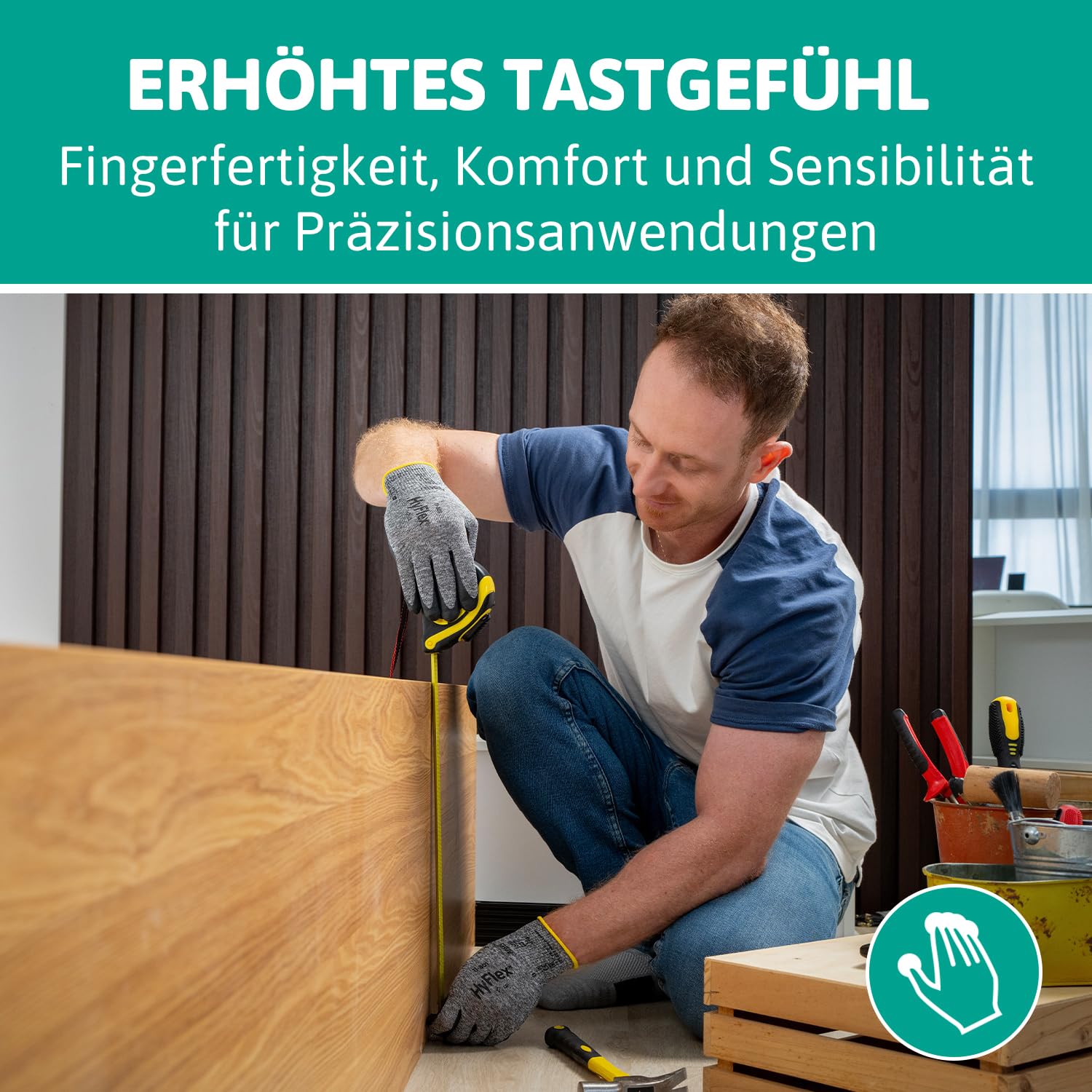 Ansell HyFlex 11-801 Professionelle Arbeitshandschuhe, Rutschfeste Nitril-Beschichtung, Industrie-Schutzhandschuhe für Mechanik, Werkstatt und Montage, Waschbare, Schwarz, Größe L (12 Paar)