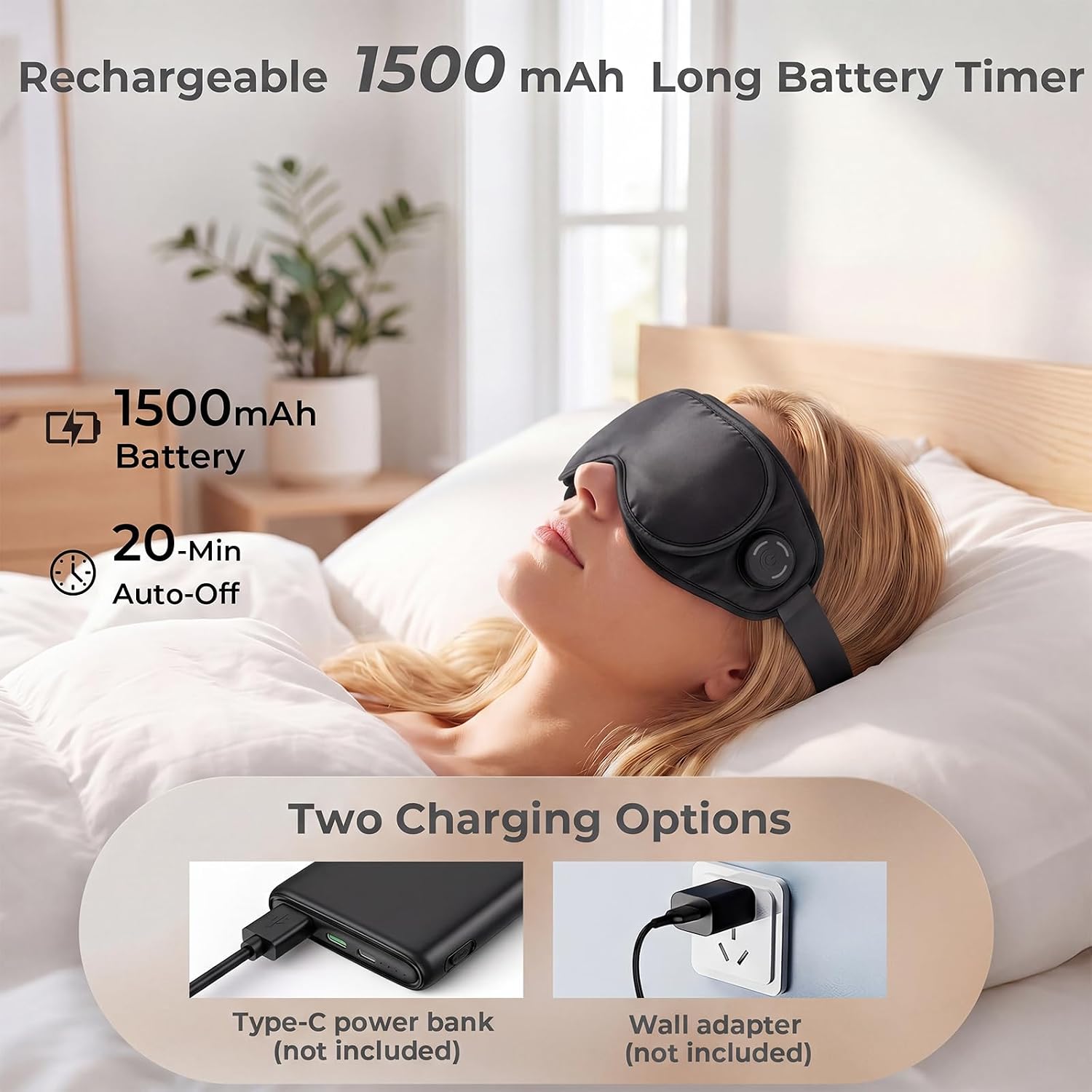 Red Light Therapy Eye Mask – 3 Modes with Near-Infrared, Rechargeable Under-Eye Device – Anti-Aging, Boost Collagen, Reduce Dark Circles & Eye Fatigue – for Men & Women Skincare