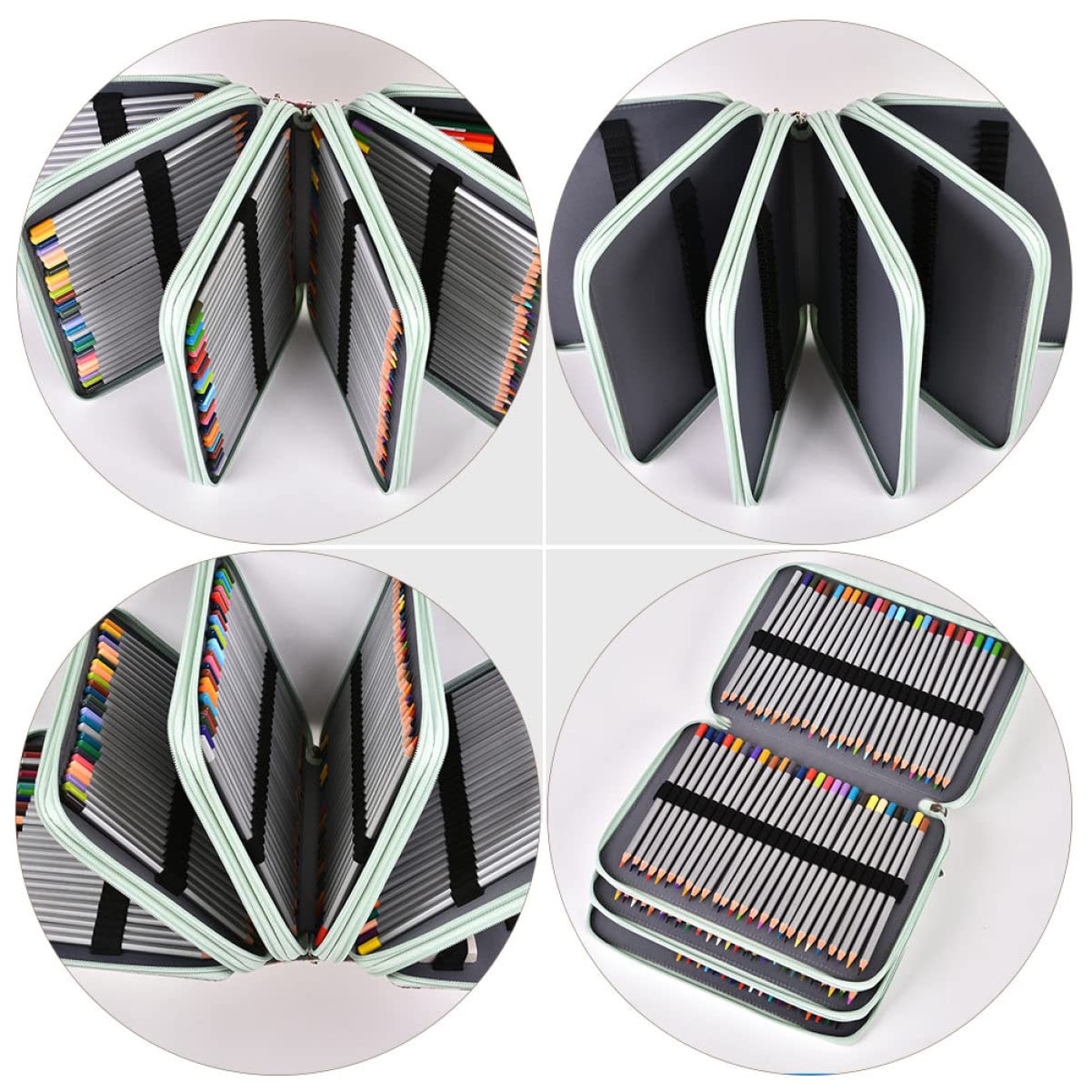 Housoutil Astuccio Portapenne Multistrato Scomparti Manico e Motivo Rosa Realizzato in Pu per Organizzare Pennarelli Matite Colorate e Acquerelli