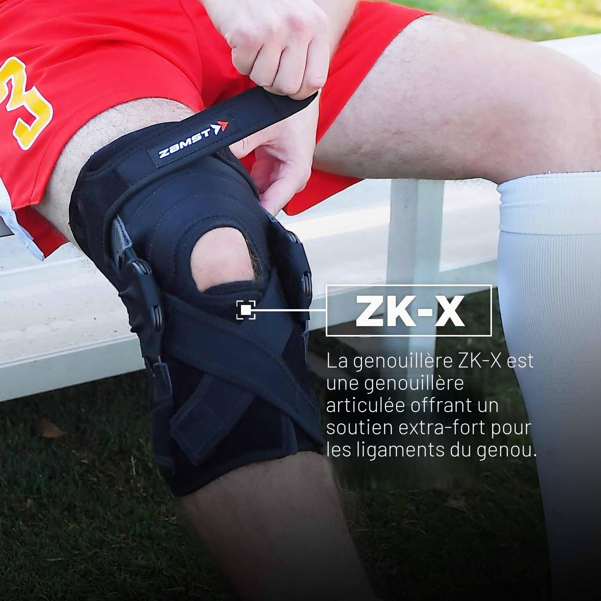 Zamst ZK-X Genouillère de Sport - Genouillère à Compression Extra Forte pour Hommes et Femmes avec Charnières en Aluminium, pour Entorses Modérées à Sévères des Ligaments ACL, MCL et LCL - Taille L