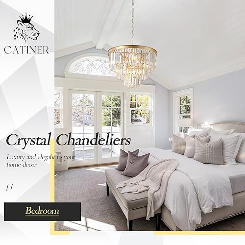 Miniatura 6 de Candelabros modernos de cristal, candelabros redondos dorados de 20 pulgadas para comedor, 3 niveles, 7 luces, de lujo, K9, lámpara colgante de