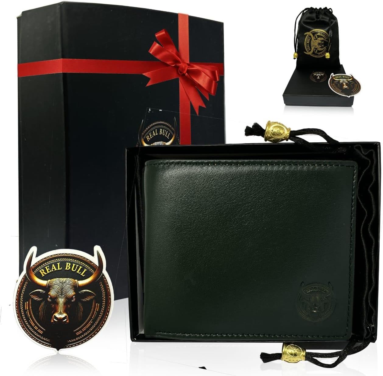 RFID Blocking Leather Wallet for Men – Slim Bifold Top Grain Leather, Gift Box, Premium Forest Green Wallet with Card Slots & ID Window – Stylish Design Large Capacity - Image 6