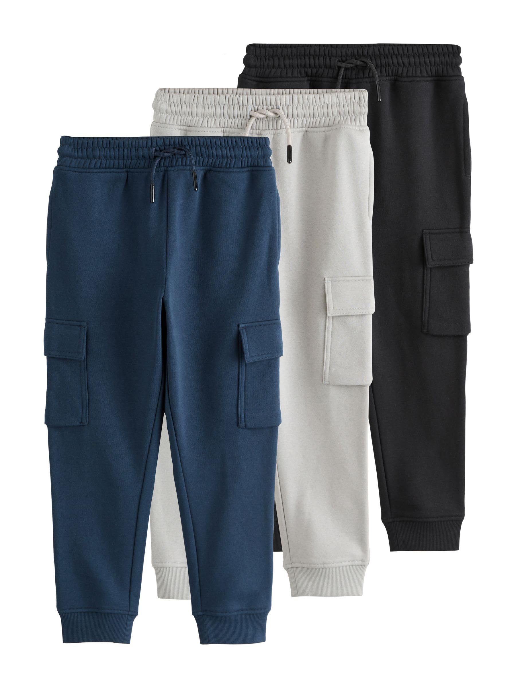 NEXT Garçon Pantalon de Jogging Cargo Slim, Lot de 3
