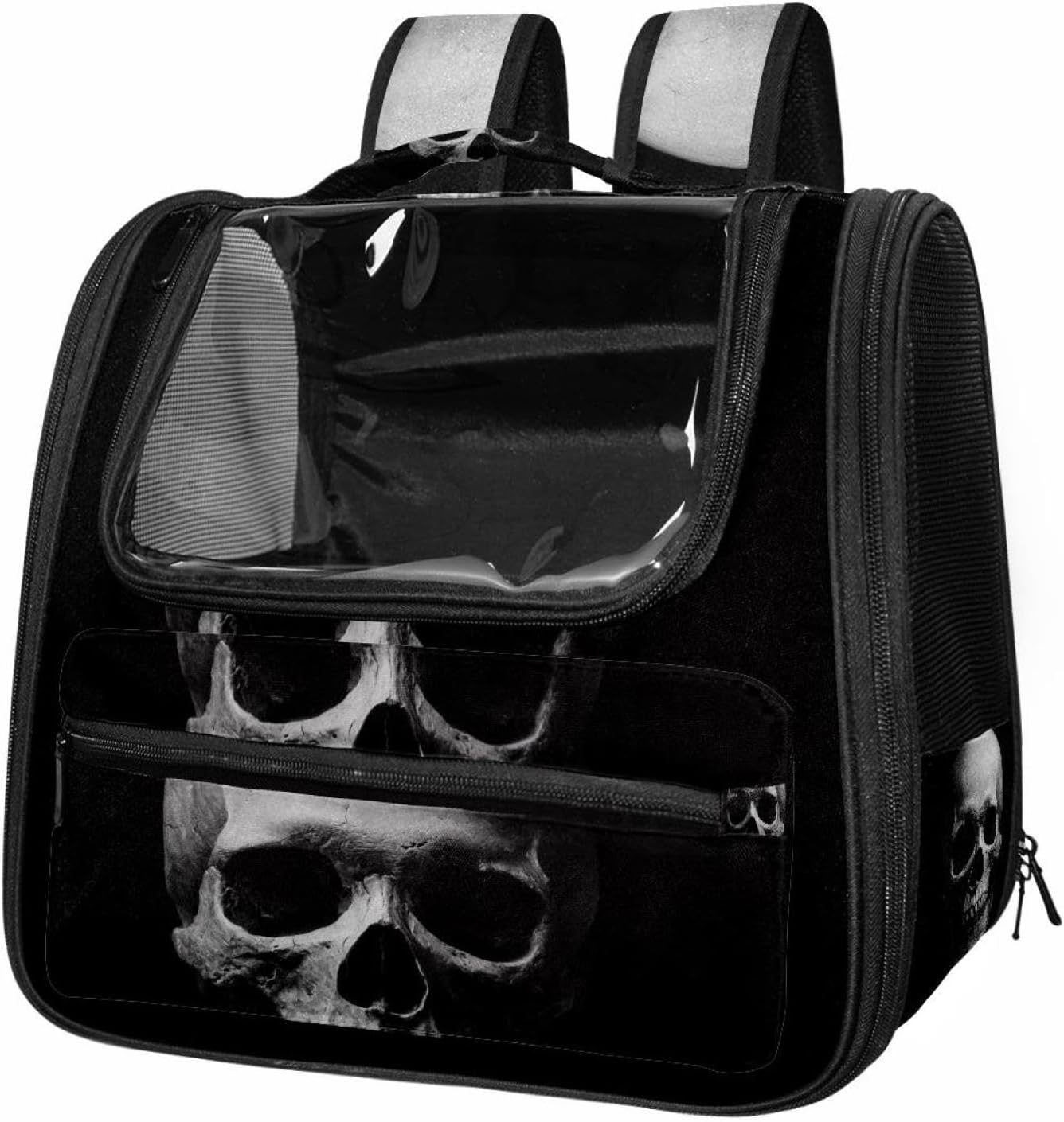 Portable Travel pet Backpack Carrier Hamster Bag Small Dog cat Carrier Breathable Hang Bag, Skull