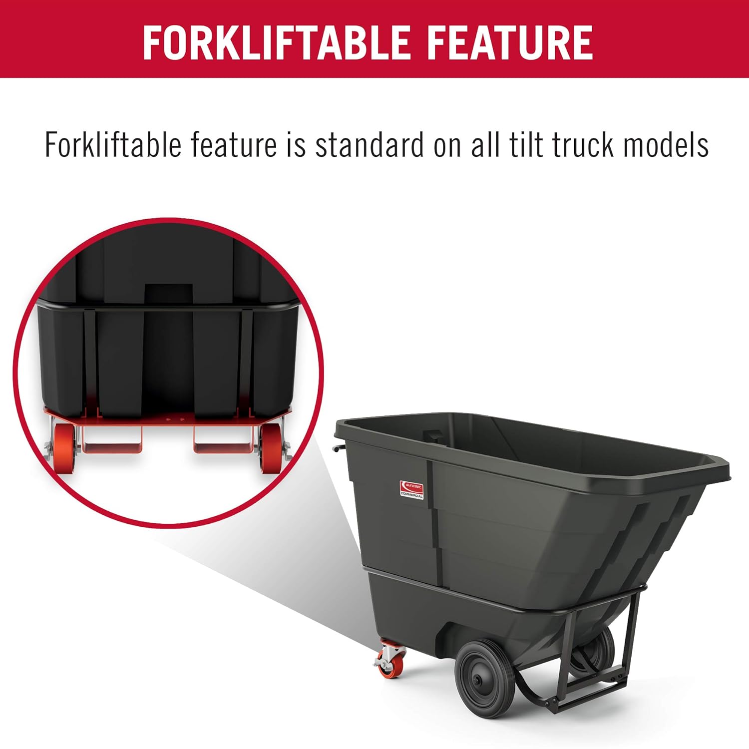 Suncast Commercial Standard Duty 3/4 Cubic Yd. Tilt Truck, Black