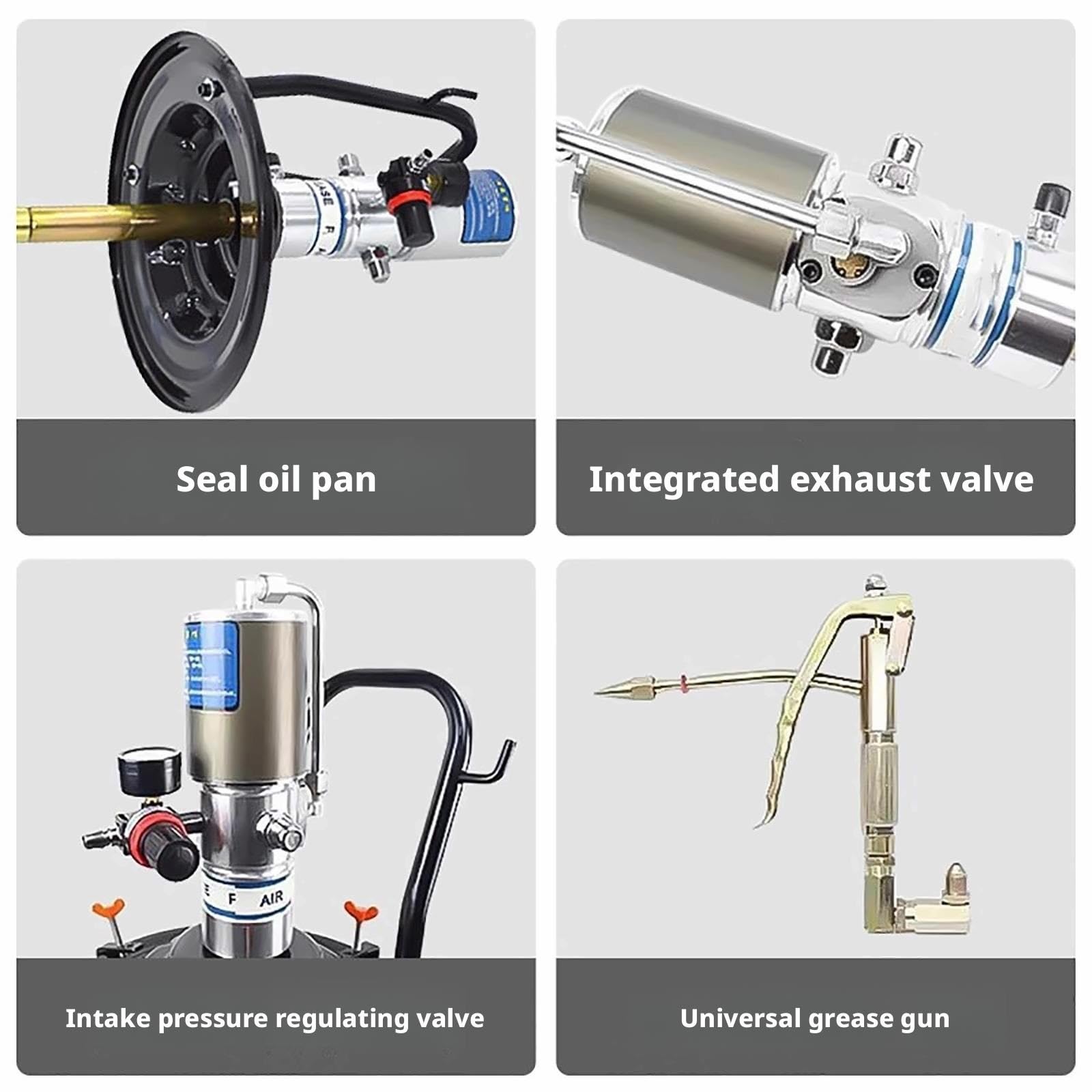 Air Operated Grease Pump, 60:1 Pneumatic Greasing Bucket Set Water Separator and Flex Hose, Grease Pump for 5 Gallon Bucket 7000 PSI, 28.75 oz/min