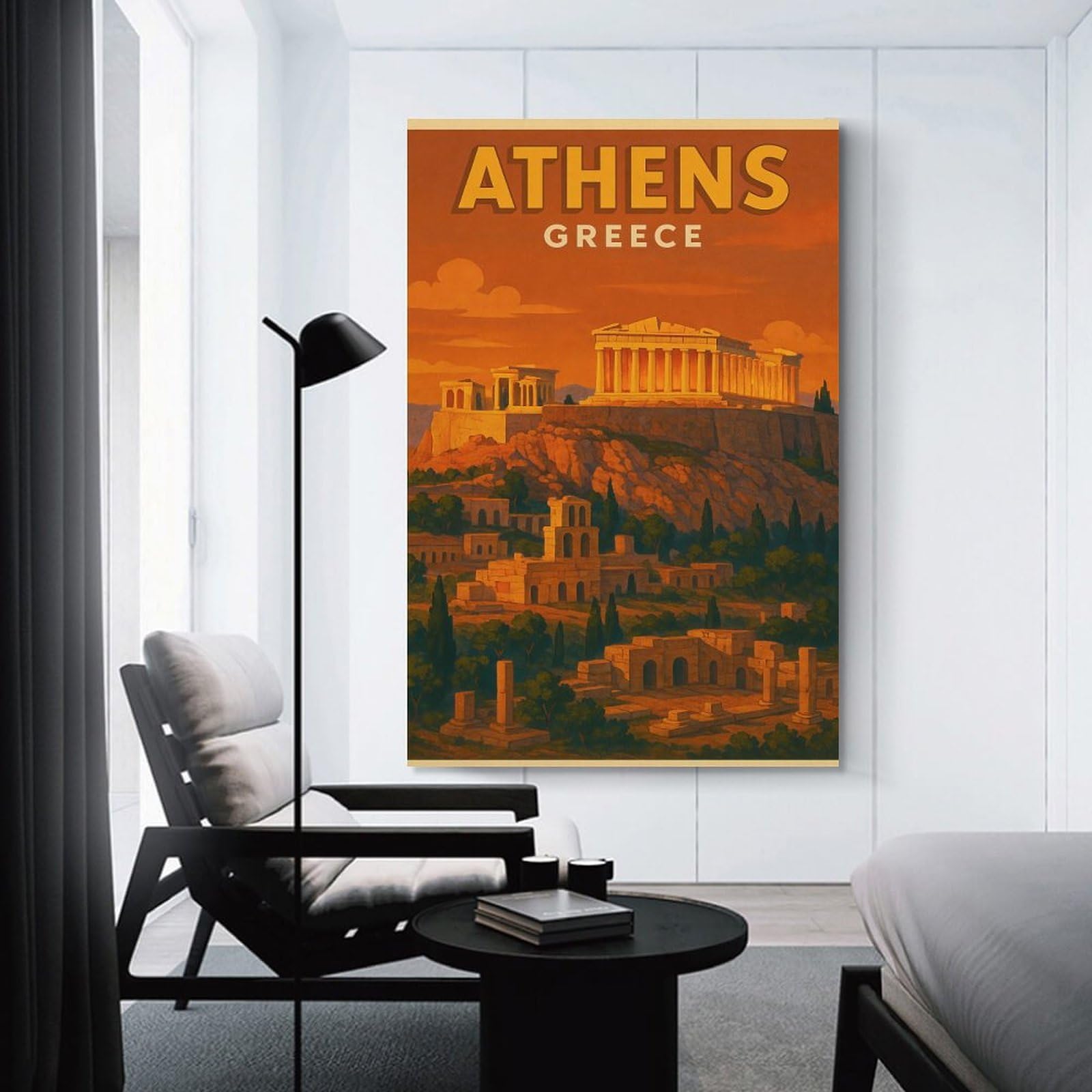 Junmoney Athens Greece Travel (3) Home Decor Wall Art 20x30inch(50x75cm), for Home, Office, Studio Or Guest Room, Canvas Wall Art That Fits Changing Layouts
