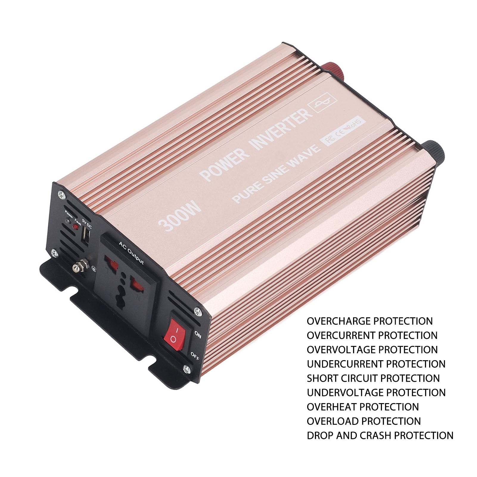 Generic Inversor de Coche de Onda Sinusoidal Pura, Salida de 220 V, Inversor de Onda Sinusoidal Pura, Impulso Robusto, Alta Eficiencia para Vacaciones (24V a 220V)