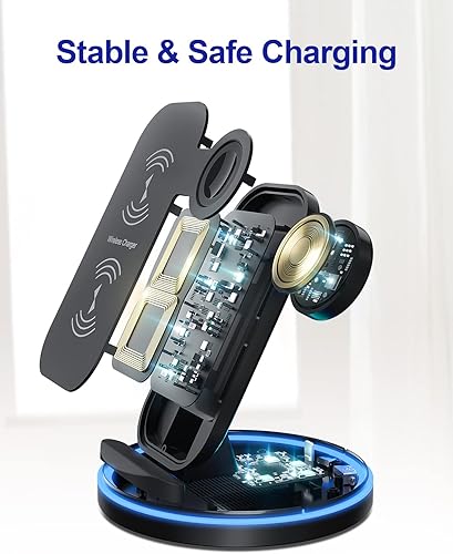 Miniatura 6 de Estación de carga para múltiples dispositivos, base de carga inalámbrica rápida 3 en 1 para iPhone 14131211ProMaxXSXRX8Plus, para iWatch 765432SE,
