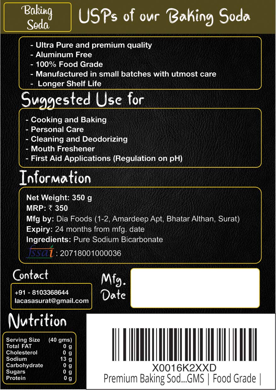 La Casa Baking Soda | Ultra Pure | Food Grade | Aluminium Free | 350 GMS | - Image 3 thumbnail