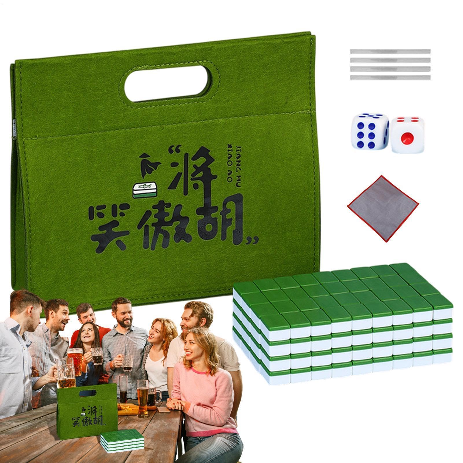 Zestaw płytek Mahjong, przenośny zestaw Mahjong Mały, obrus, torba do