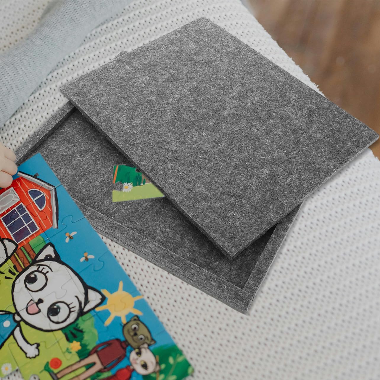 Trieur de Pièces de Puzzle Empilable en Feutre, Lot de 6 | Grosse Capacité, Usage Maison ou Voyage, pour Garçon et Filles et Adultes, Compatible Blocs et Jouets