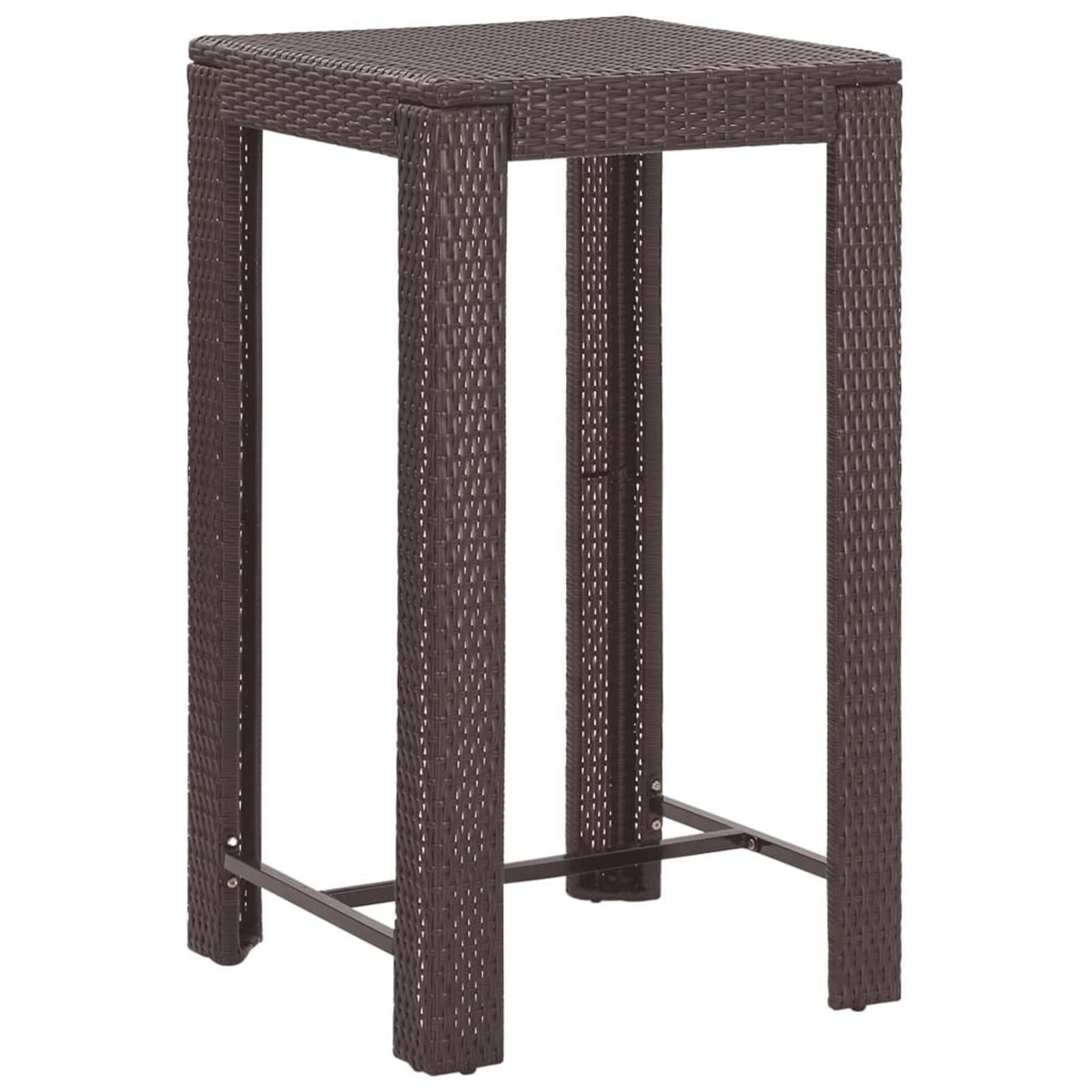 Homgoday Juego de 5 muebles de jardín con cojín, muebles de jardín, mesa de bar, mesa alta, mesa de jardín, muebles de balcón, mesa alta, taburete, silla de bar, muebles de jardín, polirratán, marrón