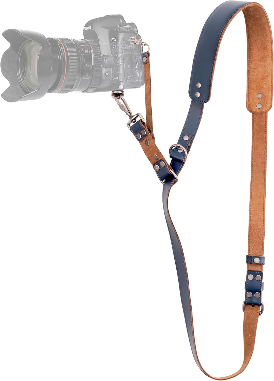 Padwa Lifestyle Blue Single Camera Harness Strap for One Camera - Professional Single Full Grain Leather Camera Harness,Quick Release Gear DSLR Camera Straps for Photographers