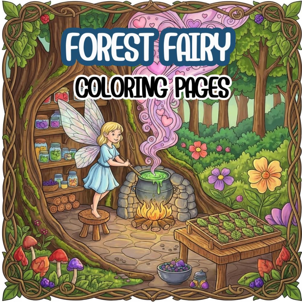 Forest Fairy coloring Book: Bold and Easy Forest Fairy Coloring Book for Kids: 50 Simple & Whimsical Magical Woodland Scenes, Tiny Fairies, and Enchanted Nature for Beginners.