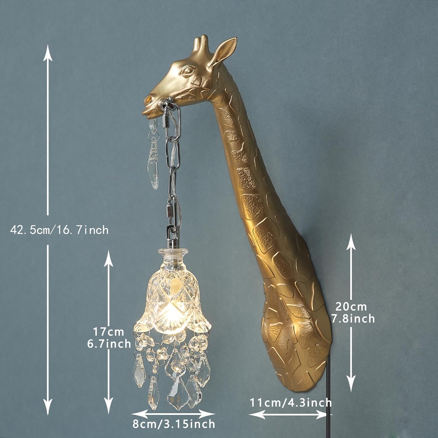 Giraffe Wall Lamp,Resin Giraffe Lamp with Crystal Shade,Creative LED Wall Mount Light,Animal Lamp Wall Lights for Living Room,Modern Wall Sconces for Bedroom,Hallway (Right Giraffe Lamp)