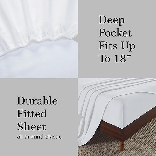 Miniatura 5 de Juego de sábanas de algodón con franela superior, franela, Blanco, King
